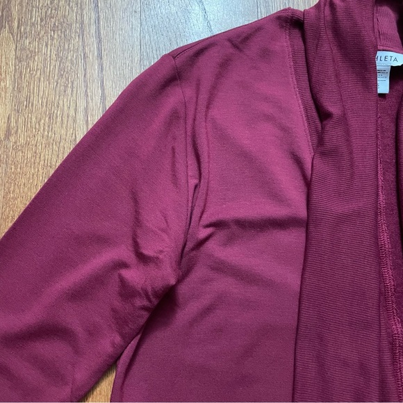 Athleta Pranayama Modal Wrap Coffeeberry Red Open Cardigan Sweater size XS - Picture 6 of 16